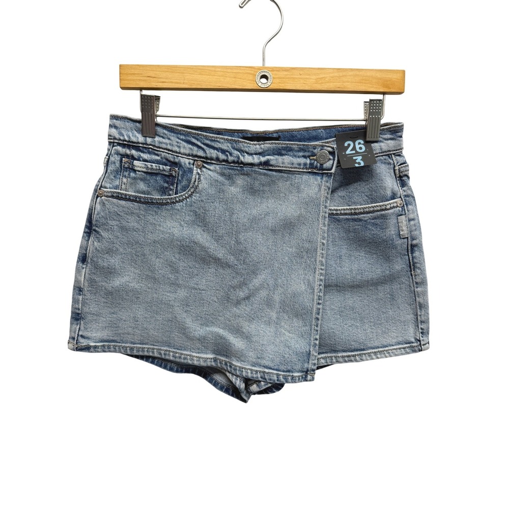 Denim Skort Shorts in Light Blue